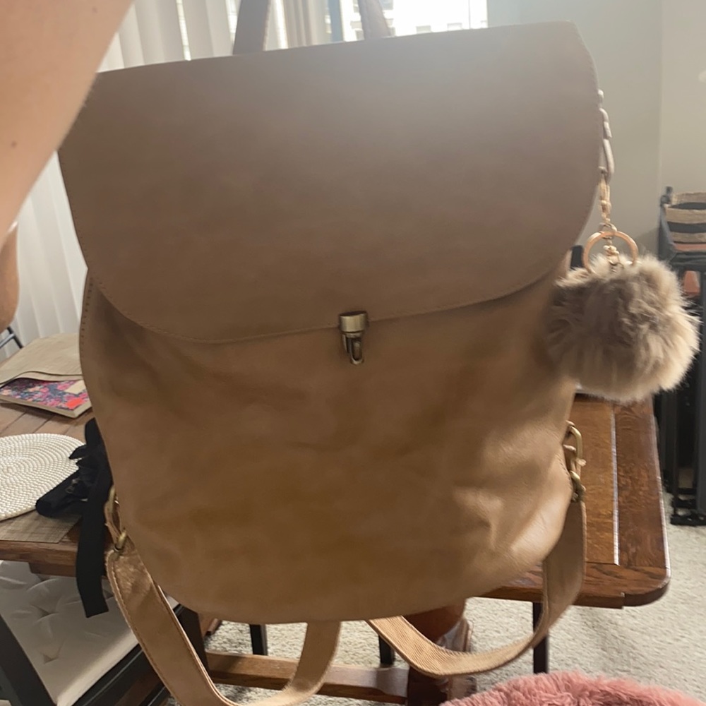 Brown Faux Leather Backpack